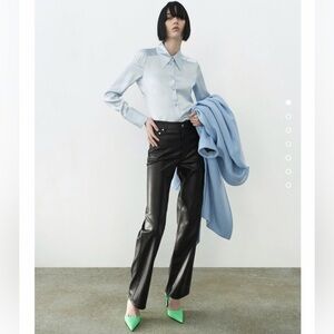 Zara FAUX THE ‘90S LEATHER PANTS Full Length Size USA 2
